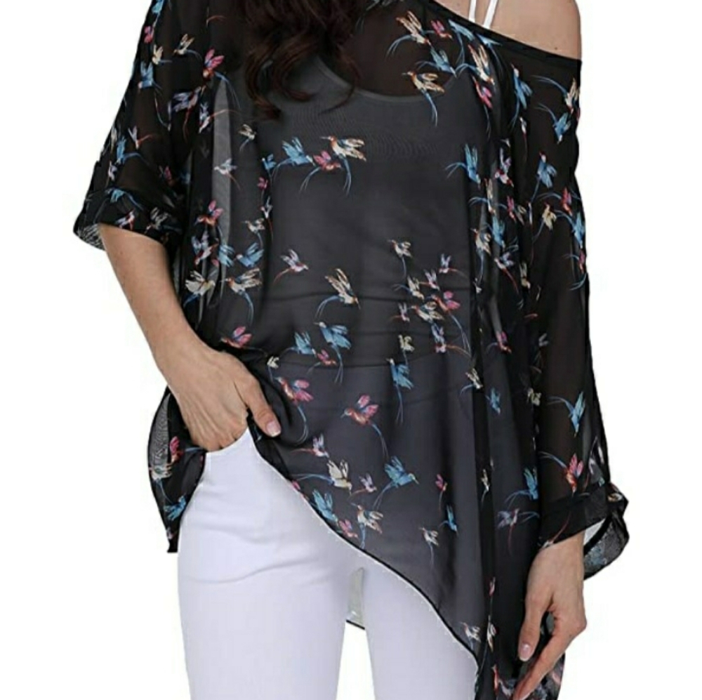 Floral hummingbird tunic